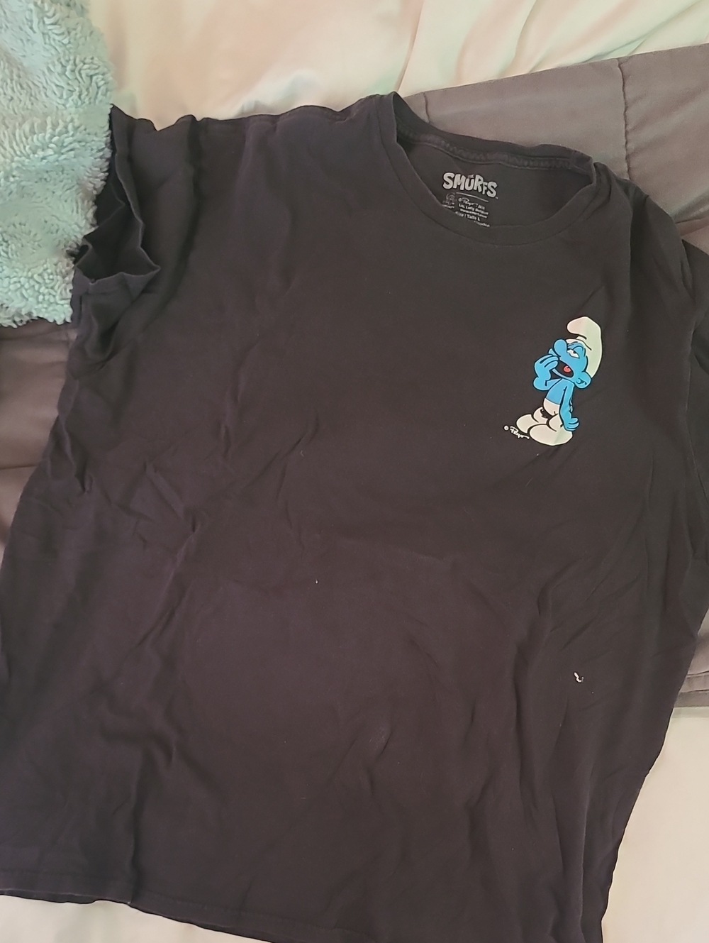 Vintage Smurfs Black Short Sleeve Graphic Tee - Men